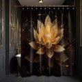LanZanthic Lotus Shower Curtain - Black and Gold Floral Zen Fabric