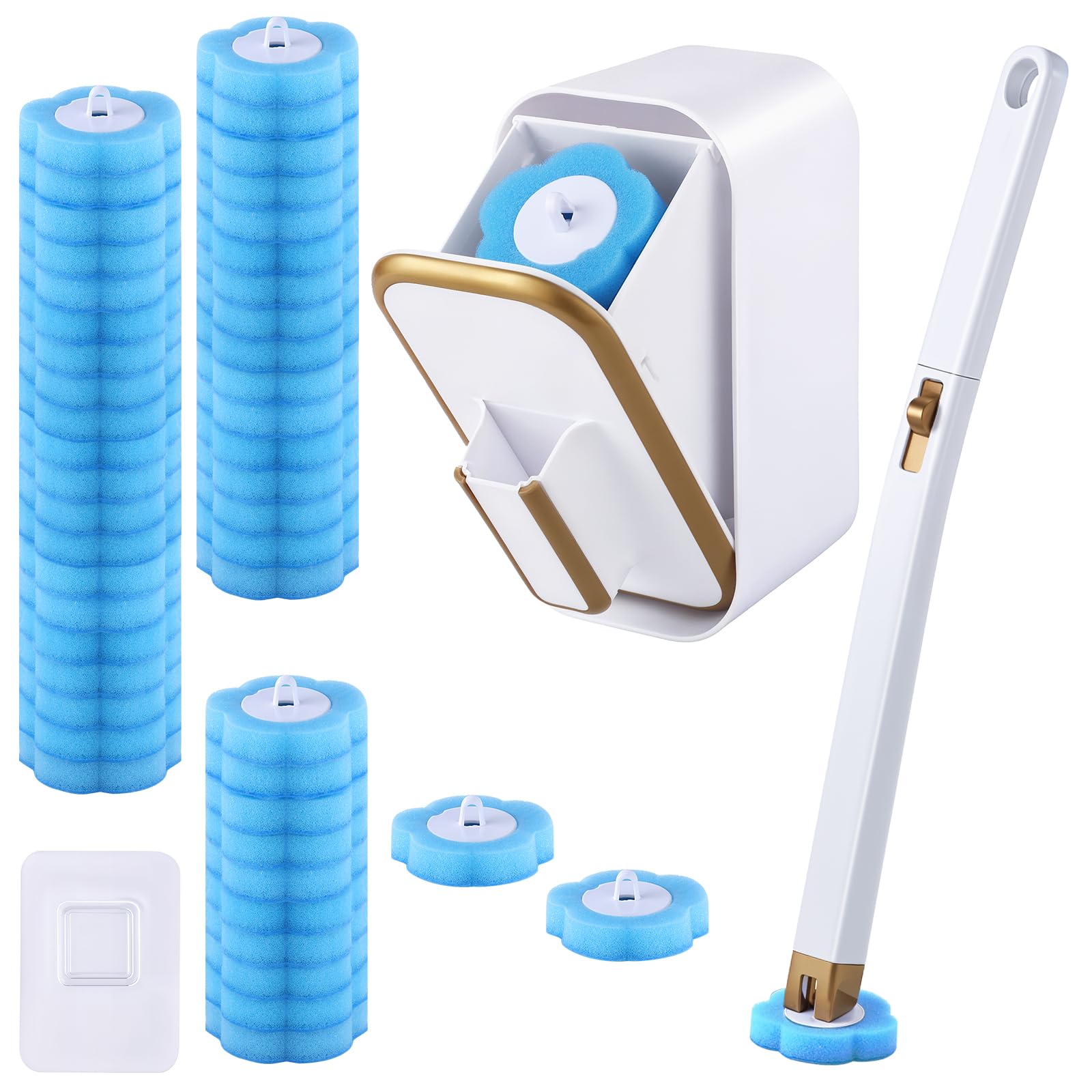 Jolof Store Disposable Toilet Brush Set | 48 Refills & Wall Mount Holder