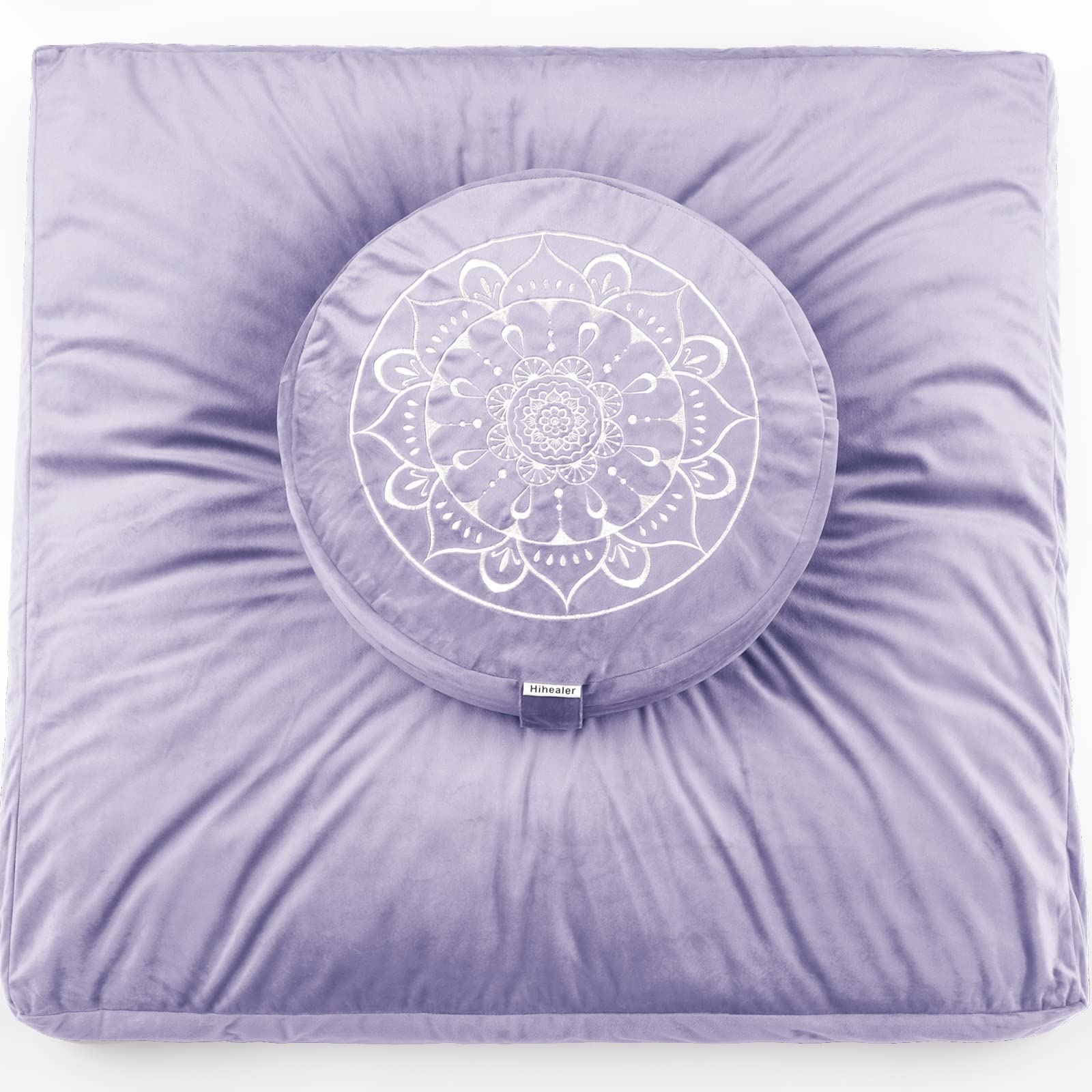 Hihealer Velvet Meditation Cushion and Zabuton Mat Set - Purple