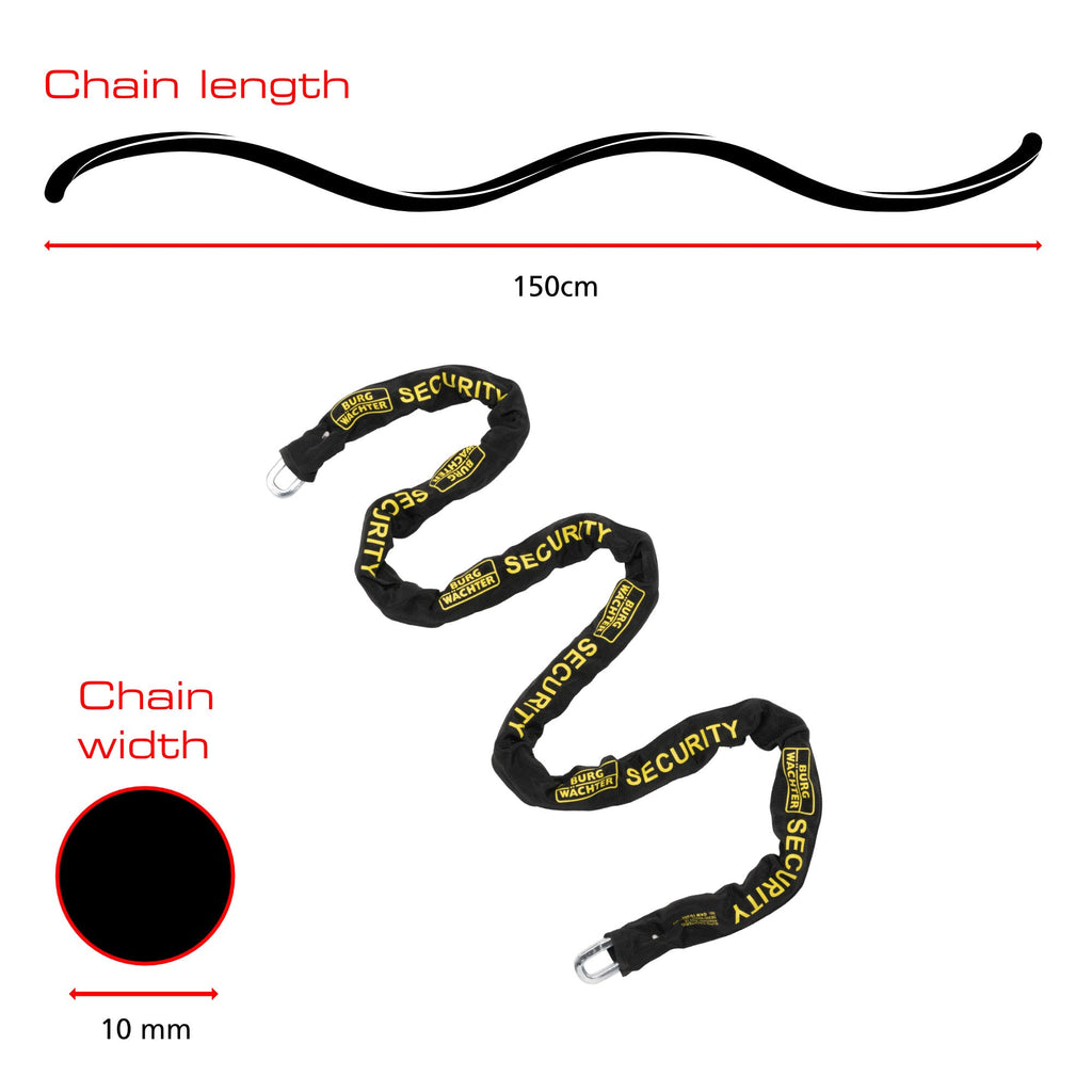 Burg-Wachter 1.5M Sold Secure Gold Bike Chain and U-Lock Kit | Black