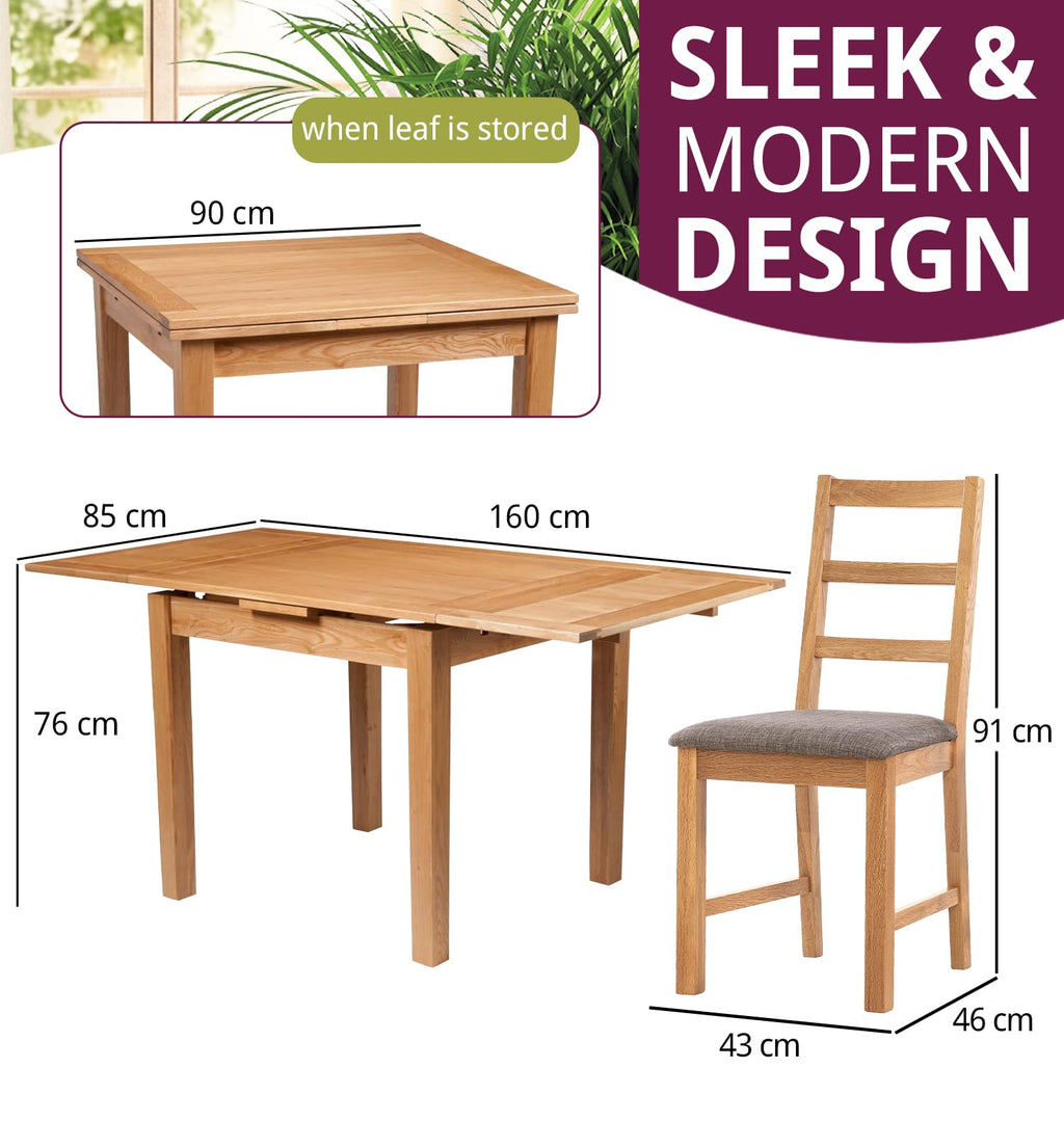 Hallowood Furniture Waverly Oak Extending Dining Table and Chairs Set 6 - image 3