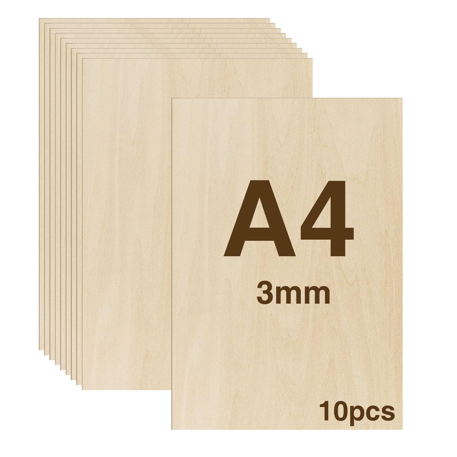WISYOK 10pcs Basswood Plywood Sheets | 3mm A4 Unfinished Wood for Laser