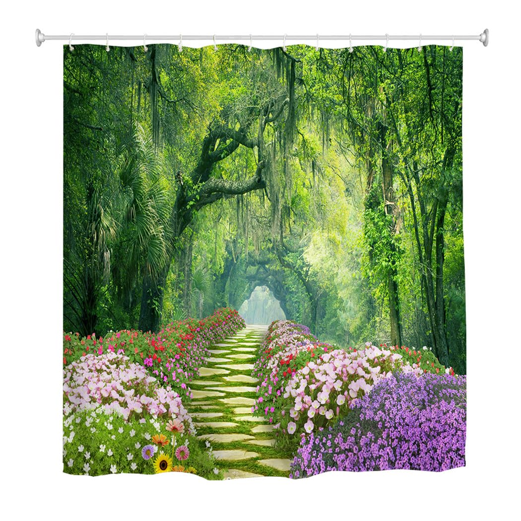 Garden Rose Floral Shower Curtain – Waterproof Polyester