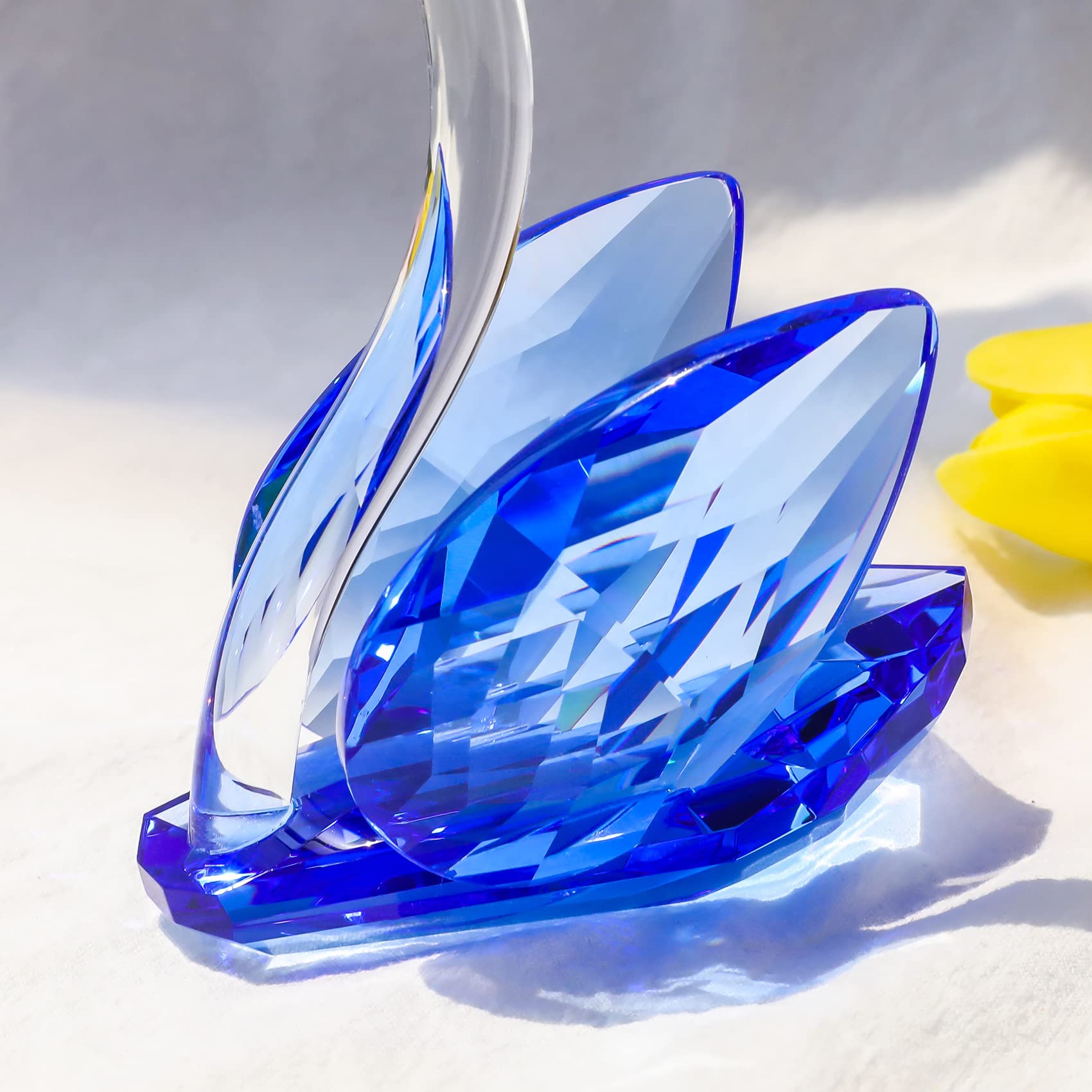 Jolof Store Crystal Swan Figurines | 45th Sapphire Anniversary Glass Gift