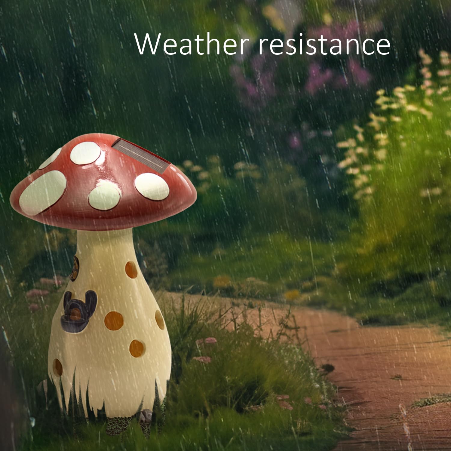 Coonoe Solar Fairy Garden Mushroom House Light – Waterproof Yard Statue