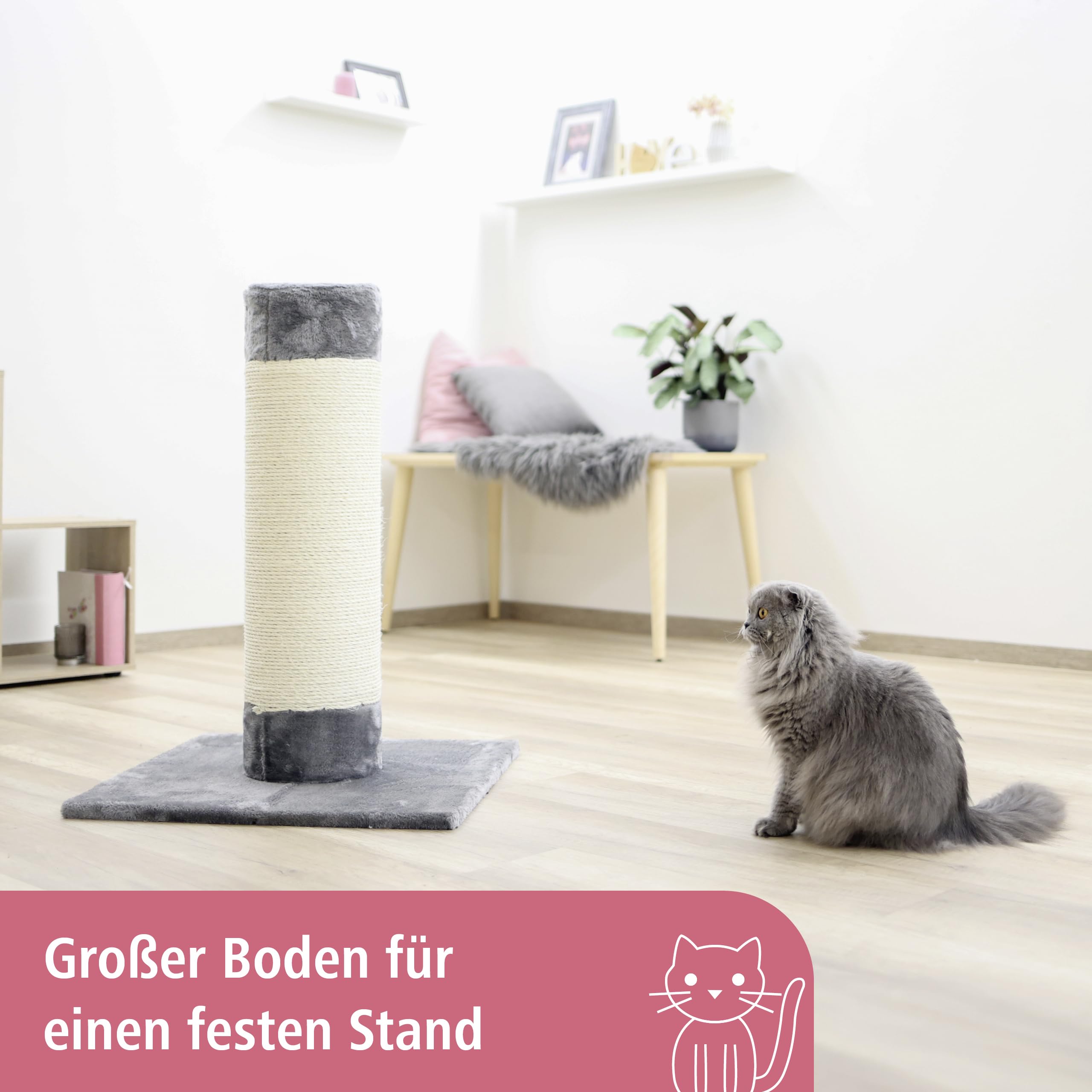 Kerbl Opal Ultra Cat Scratching Post – Grey Sisal Tree, 60x60x82 cm