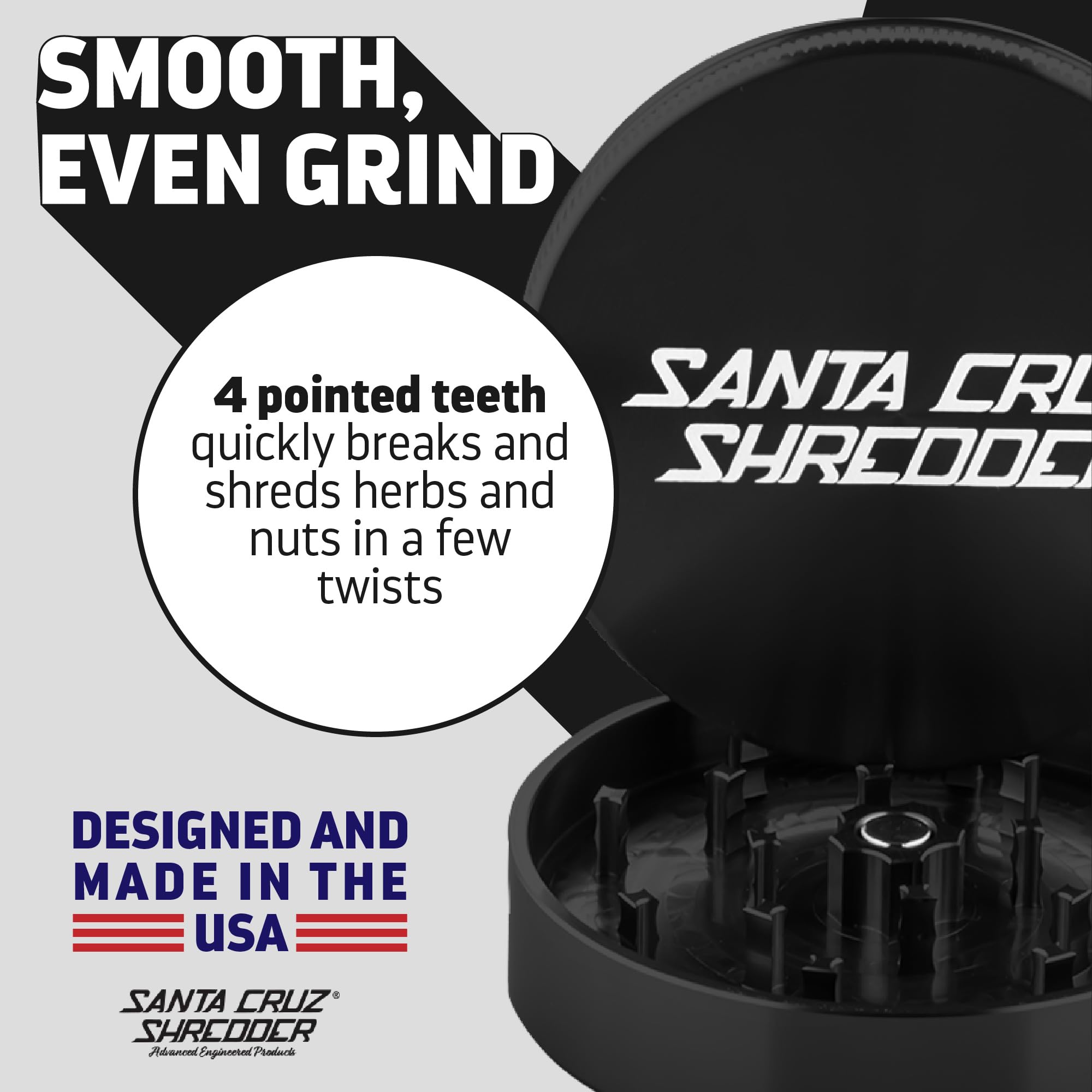Santa Cruz Shredder 2-Piece Large 2.7" Metal Herb Grinder - Black
