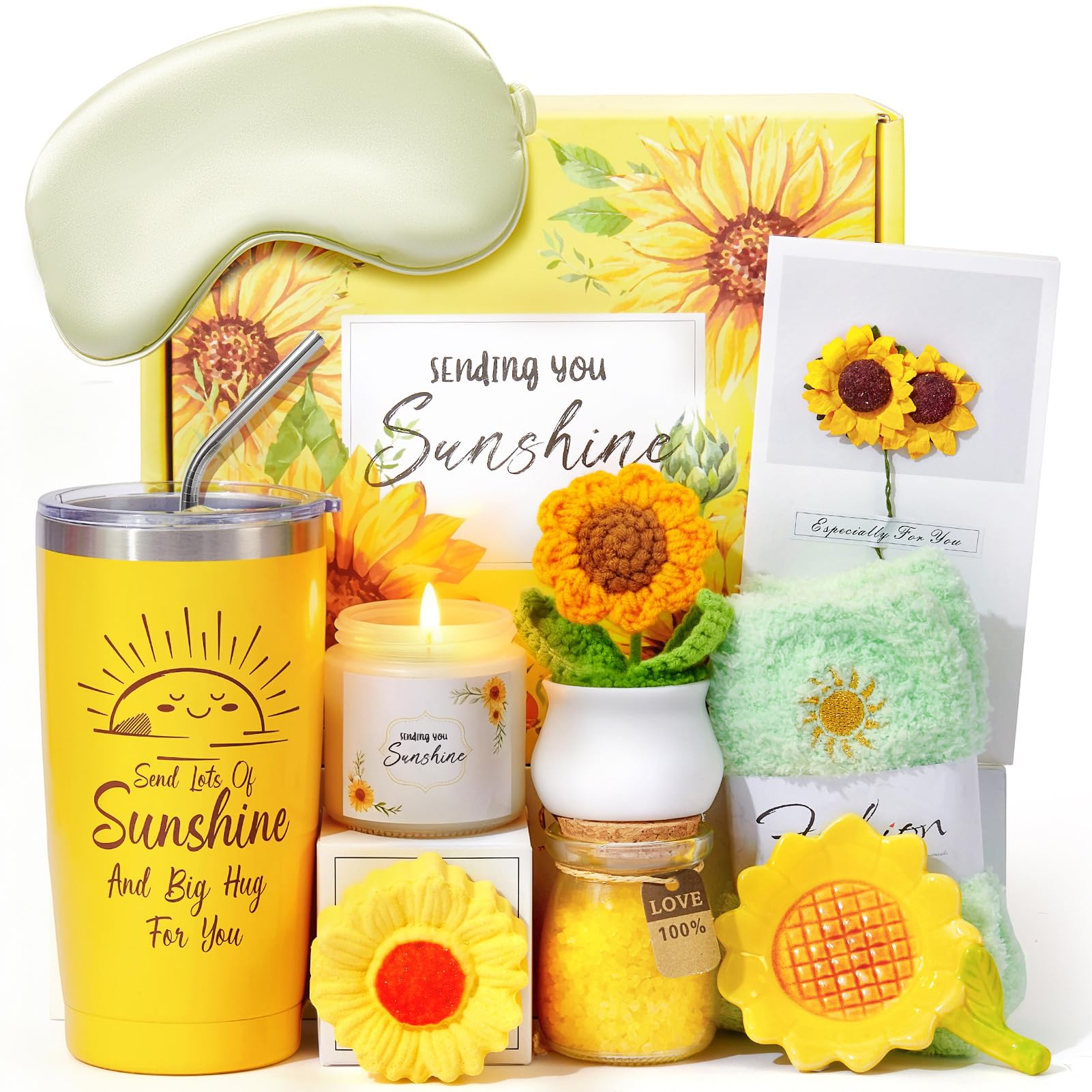 Tacobear Sunflower Spa Gift Set for Women – 10pc Relaxation Bath Hamper
