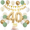40th Birthday Decorations - Sage Green & Gold Balloon Party Kit
