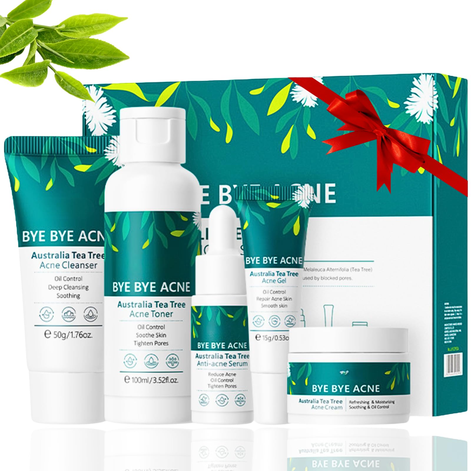 Tea Tree Skincare Set - 5-Piece Pore Minimizing Kit for Teens