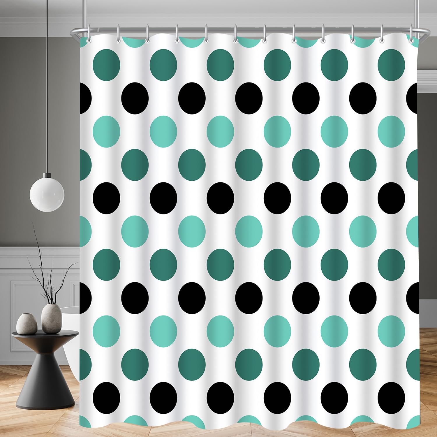 Lerores Shower Curtain – 180x200cm Anti-Mould Polyester Dot Motif