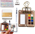 Mini Wooden Travel Watercolour Paint Set with 8 Grids