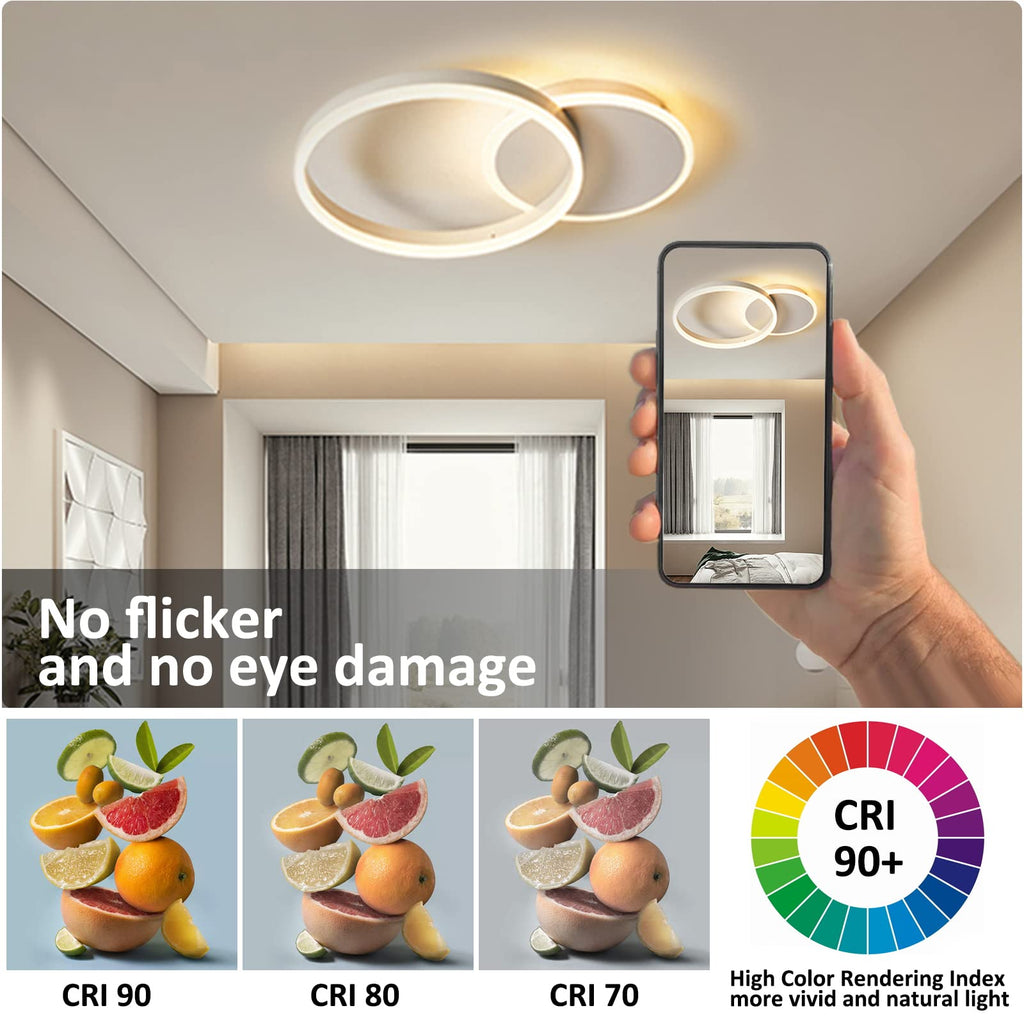KAUCQI Modern LED Ceiling Light | 36W Dimmable Lamp with Remote Control
