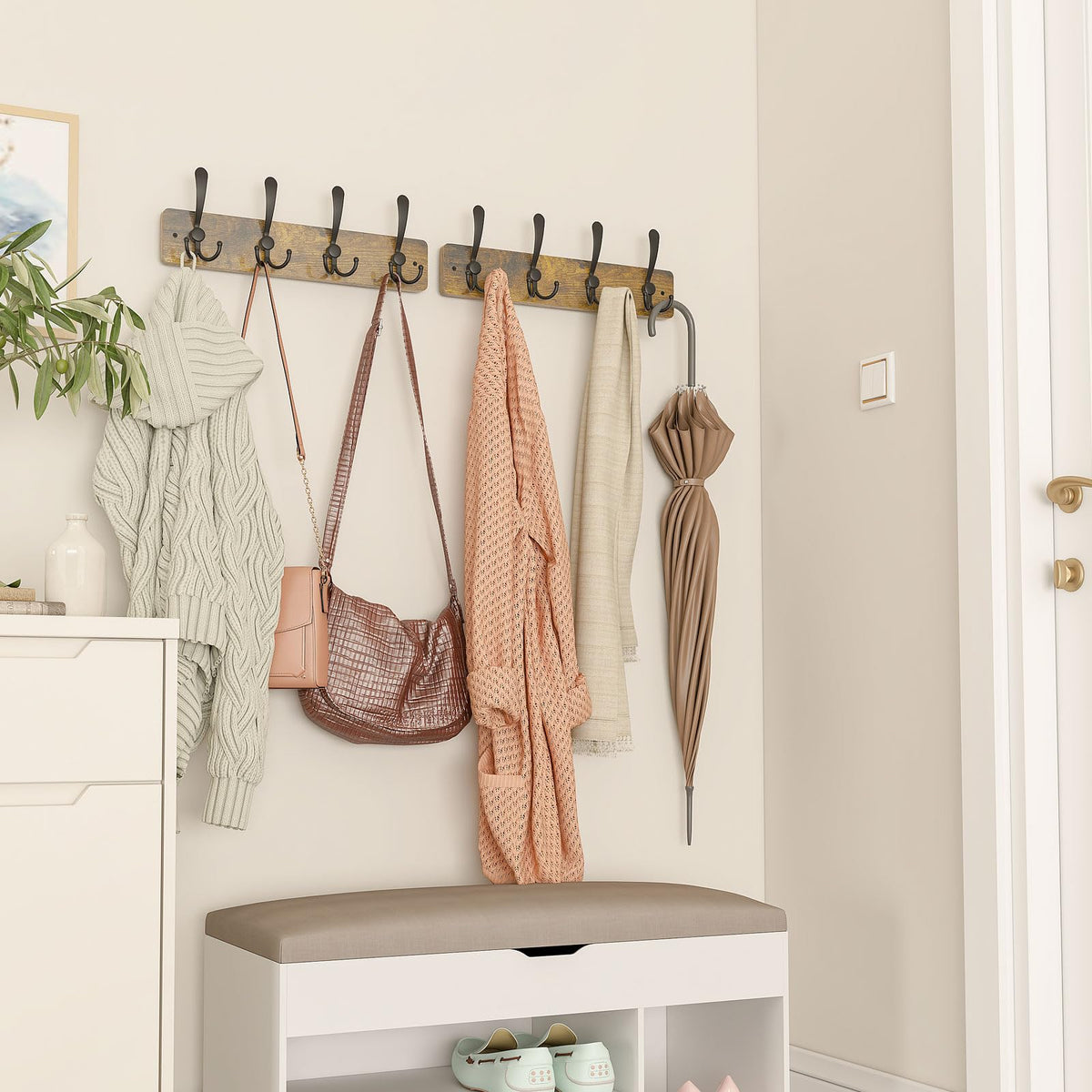 YMYNY 2 Pack Coat Hooks Wall Mounted, Rustic Brown HWS005H-2 - image 5
