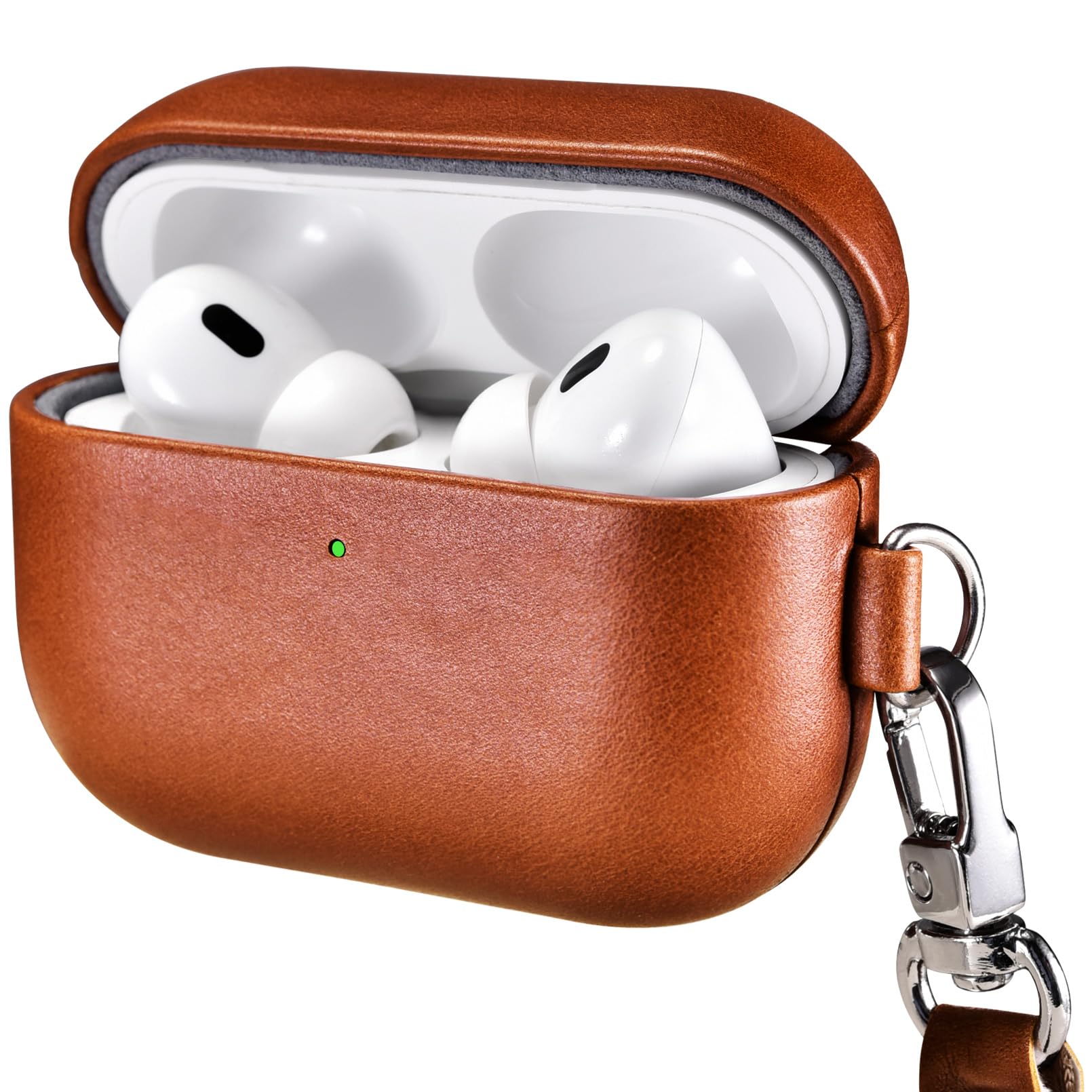 ICARER Genuine Leather Case for AirPods Pro 3 with Lanyard – Brown