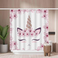 Jolof Store Pink Unicorn Shower Curtain – Mold Resistant Polyester