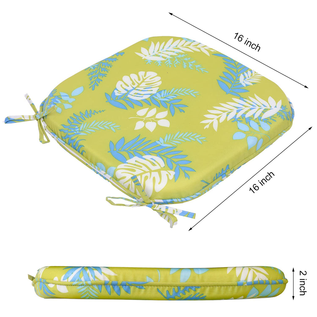 RACE LEAF Waterproof Garden Chair Cushions | Round Seat Pads - 6 Pack