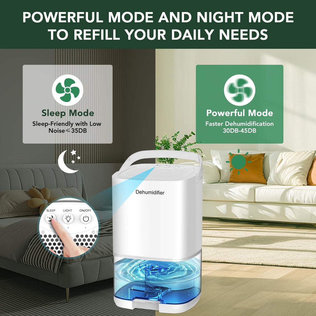 NexGlow 1000ml Portable Dehumidifier for Home – Quiet 320 sq. ft Bedroom