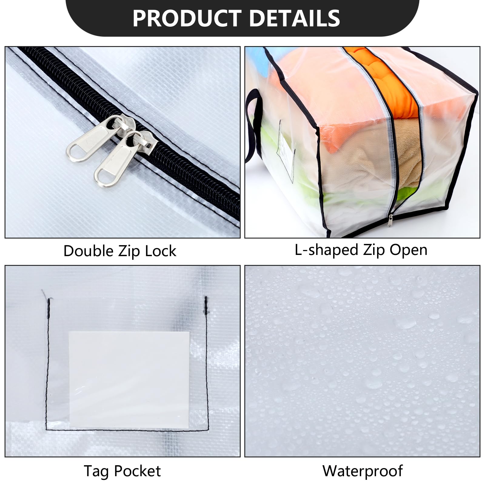 Dntorx 6-Pack 120L Heavy Duty Moving Bags | Clear Waterproof Storage Totes