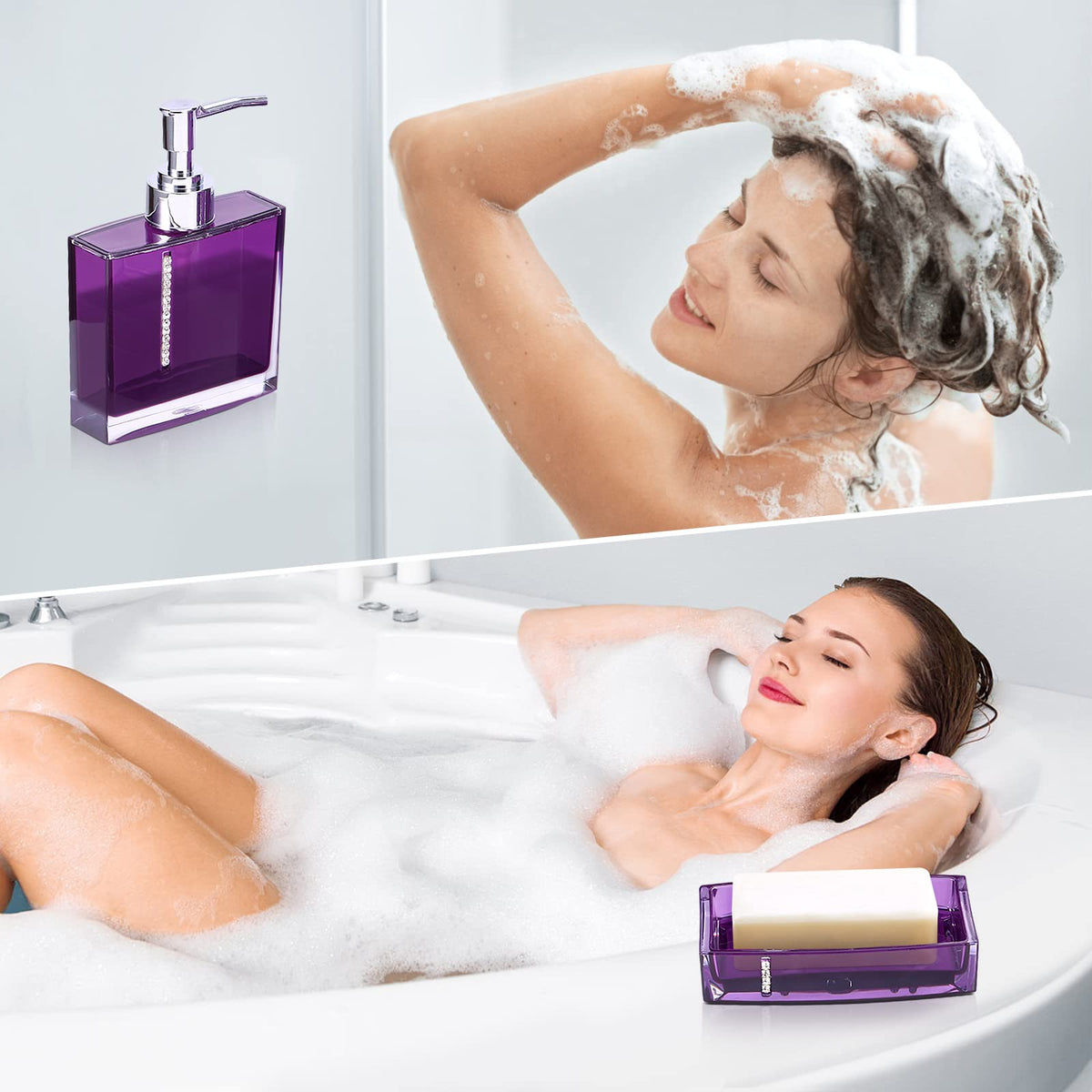 5 Piece Bathroom Accessory Set, Modern Design Acrylic Luxury Bath Vanity Set with Soap Dish, Tooth Brush Holder, Emulsion Bottle - image 4