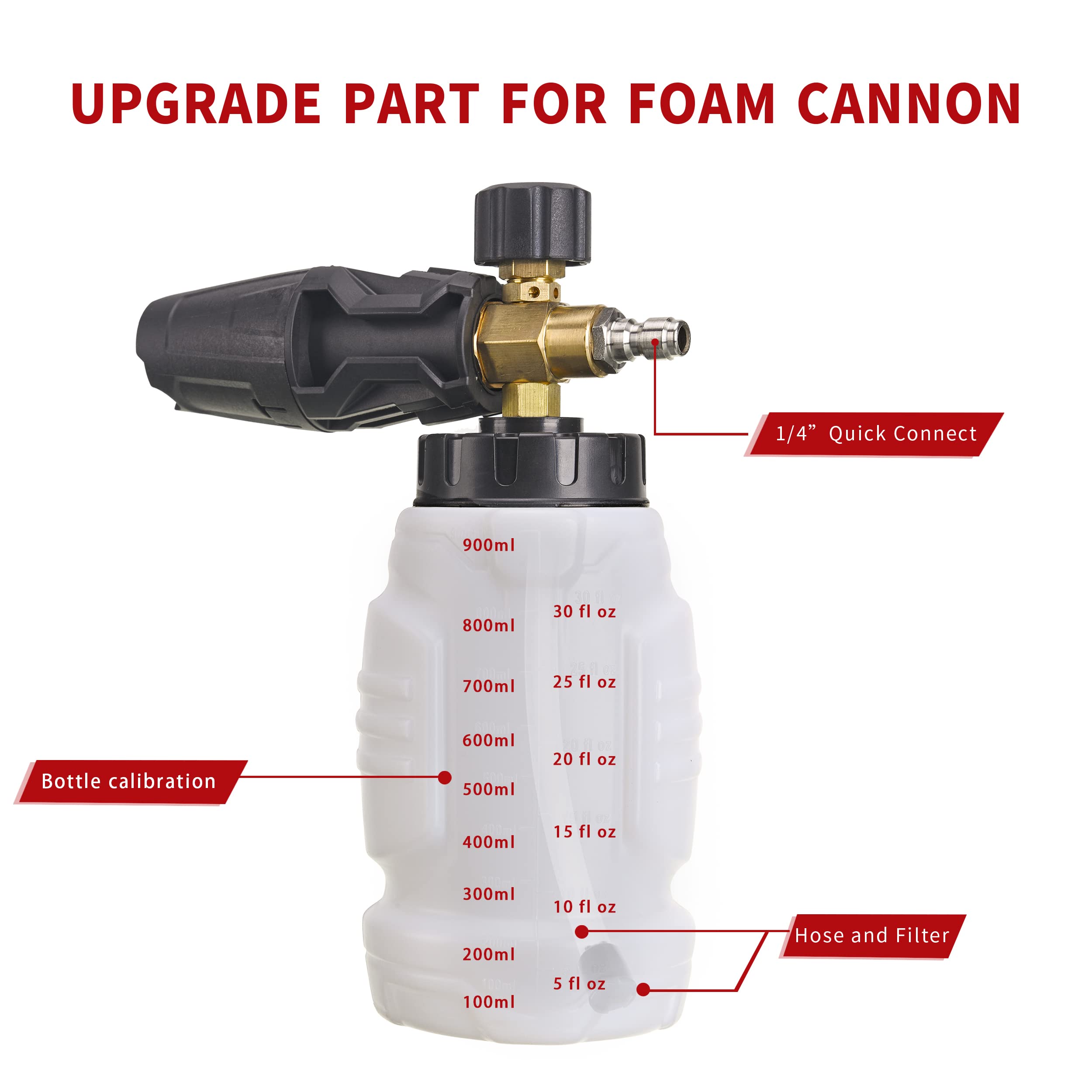 Tool Daily Foam Cannon | 1/4 Inch Quick Connect with 5 Nozzles | 1 Liter