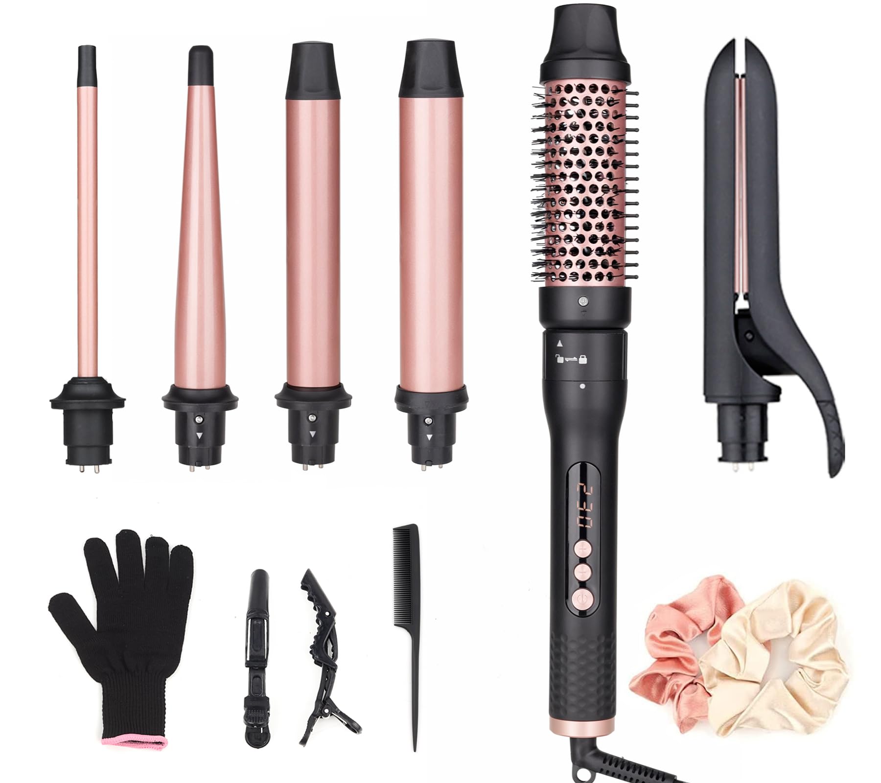 UNOBEY 6-in-1 Curling Wand Set | Ceramic Hair Straightener & Curler