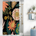 Uiiooazy Boho Floral Shower Curtain | Waterproof Green Tropical Plant Fabric