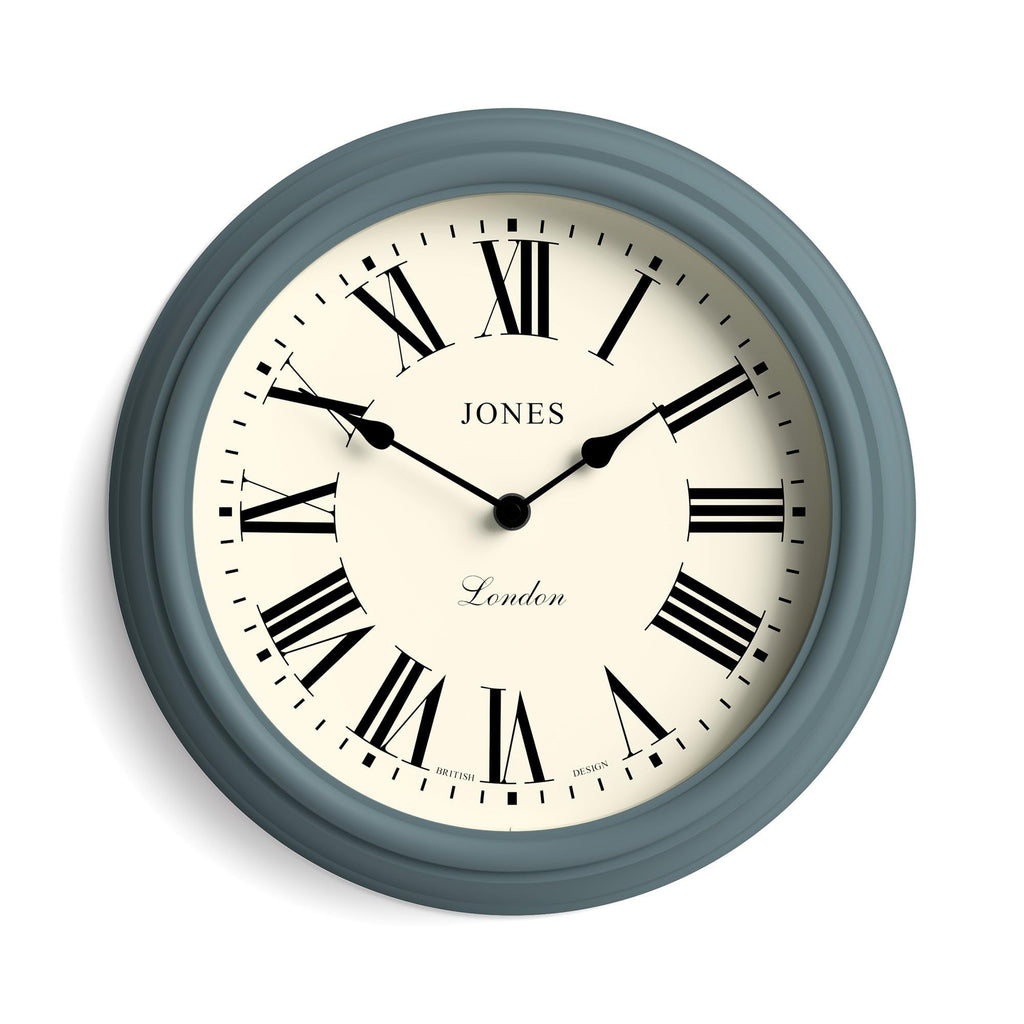 Jones Clocks Venetian Wall Clock – 30cm Blue Roman Numeral Round Clock