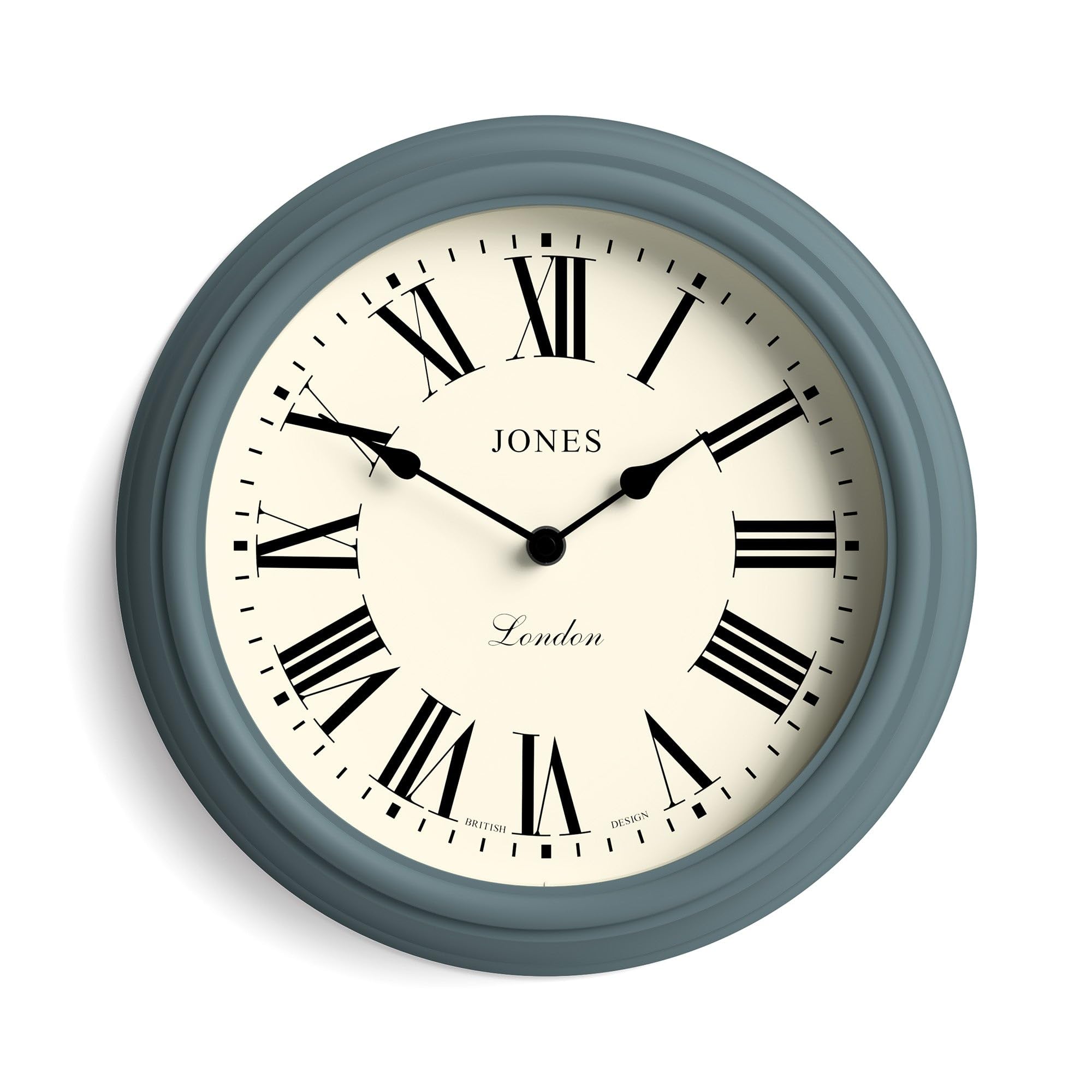 Jones Clocks Venetian Wall Clock – 30cm Blue Roman Numeral Round Clock