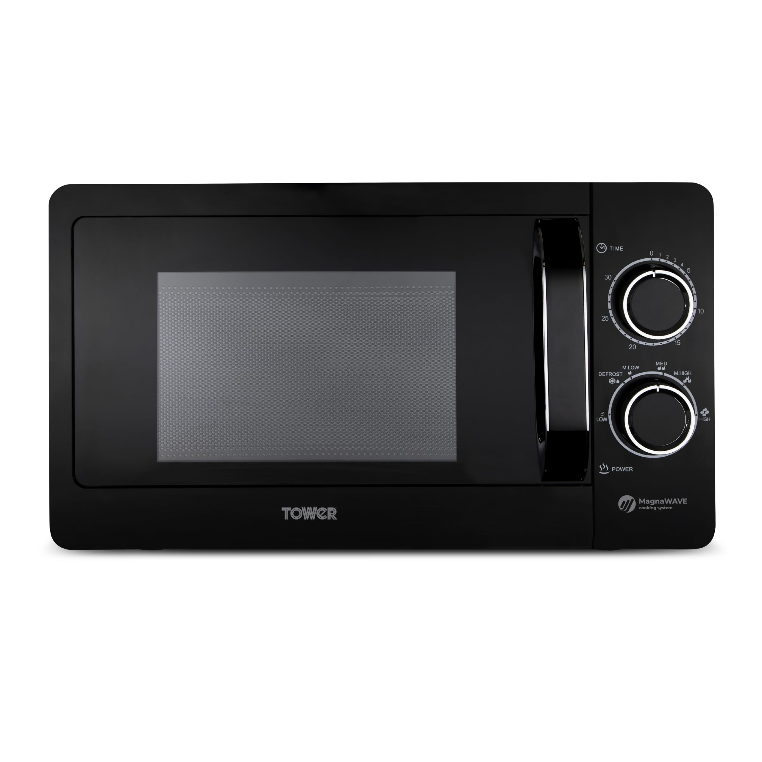 Tower T24042BLK Manual Microwave | 800W 20L Mirror Door - Black