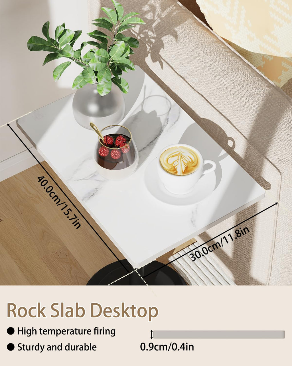 GUOHNHE Rectangle Drink Table, Height Adjustable Stand, 1 Pack, White - image 5
