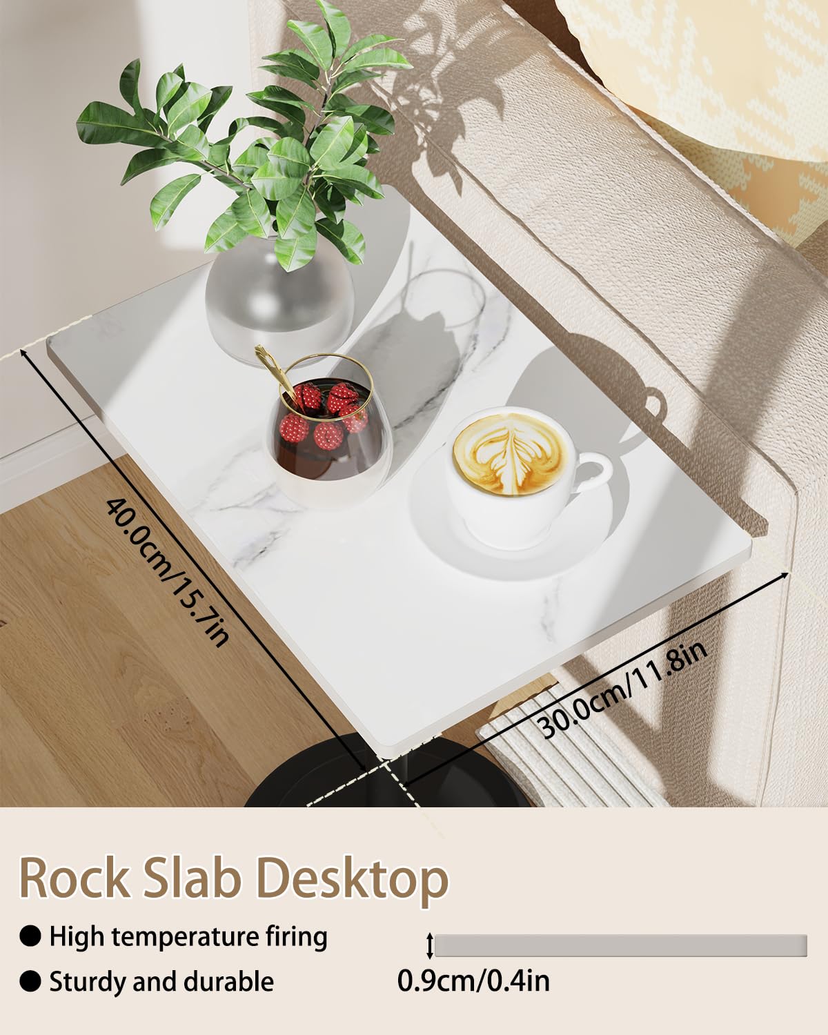 GUOHNHE Rectangle Drink Table, Height Adjustable Stand, 1 Pack, White - image 5