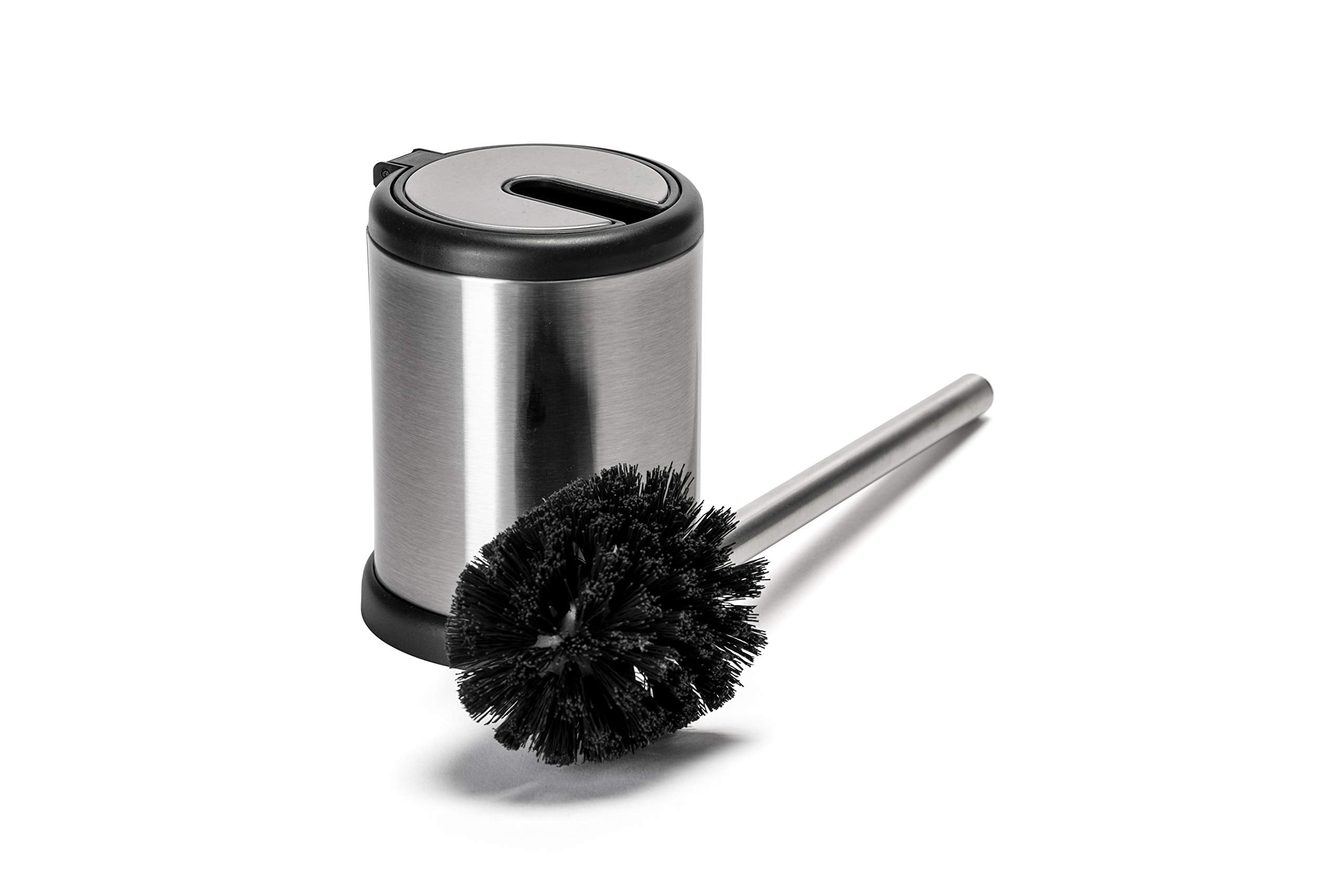 Croydex Auto Closing Toilet Brush | Chrome Hygienic Bathroom Cleaner