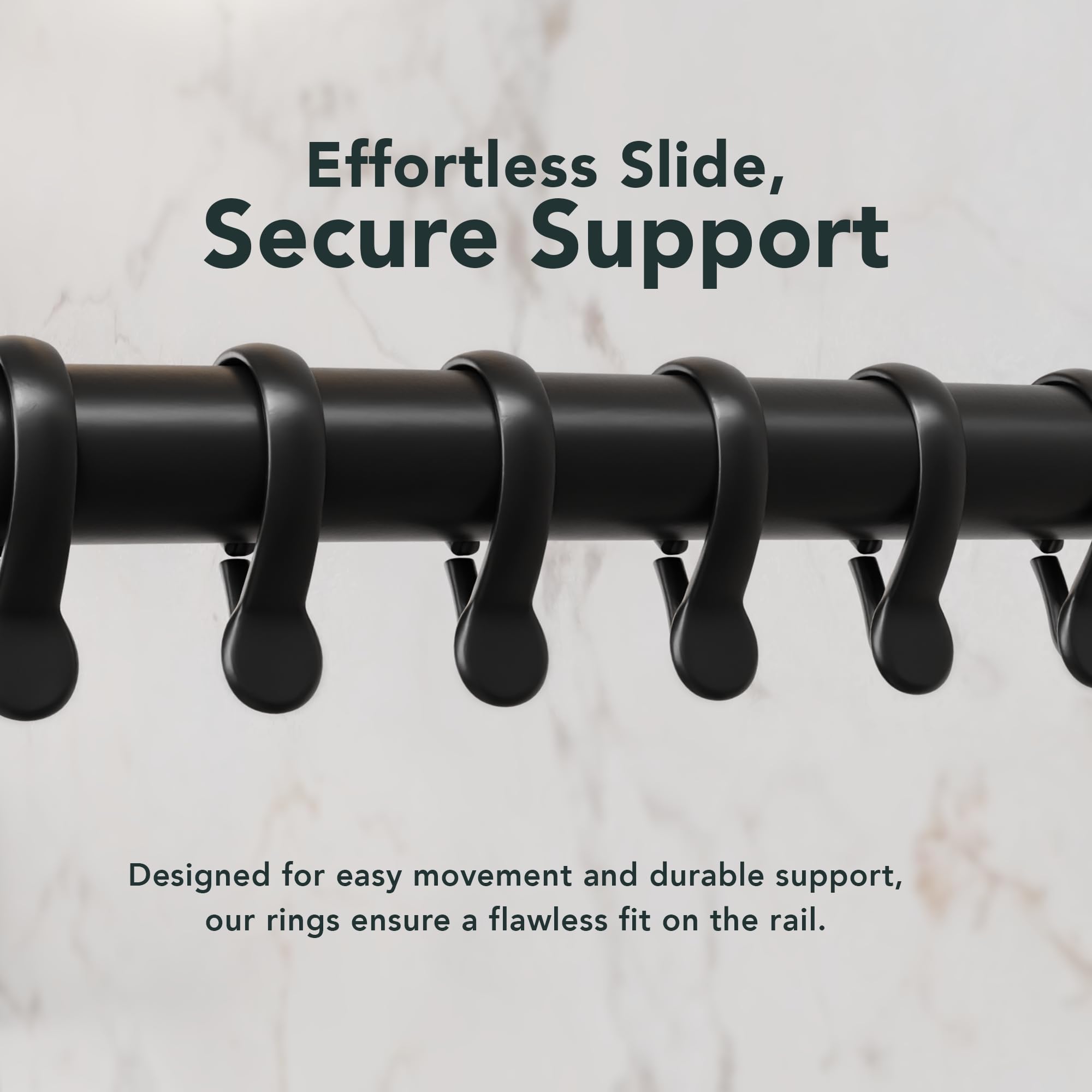 Erica U-Shaped Shower Curtain Rail | Black Steel Wall Mount | 70x165x70cm