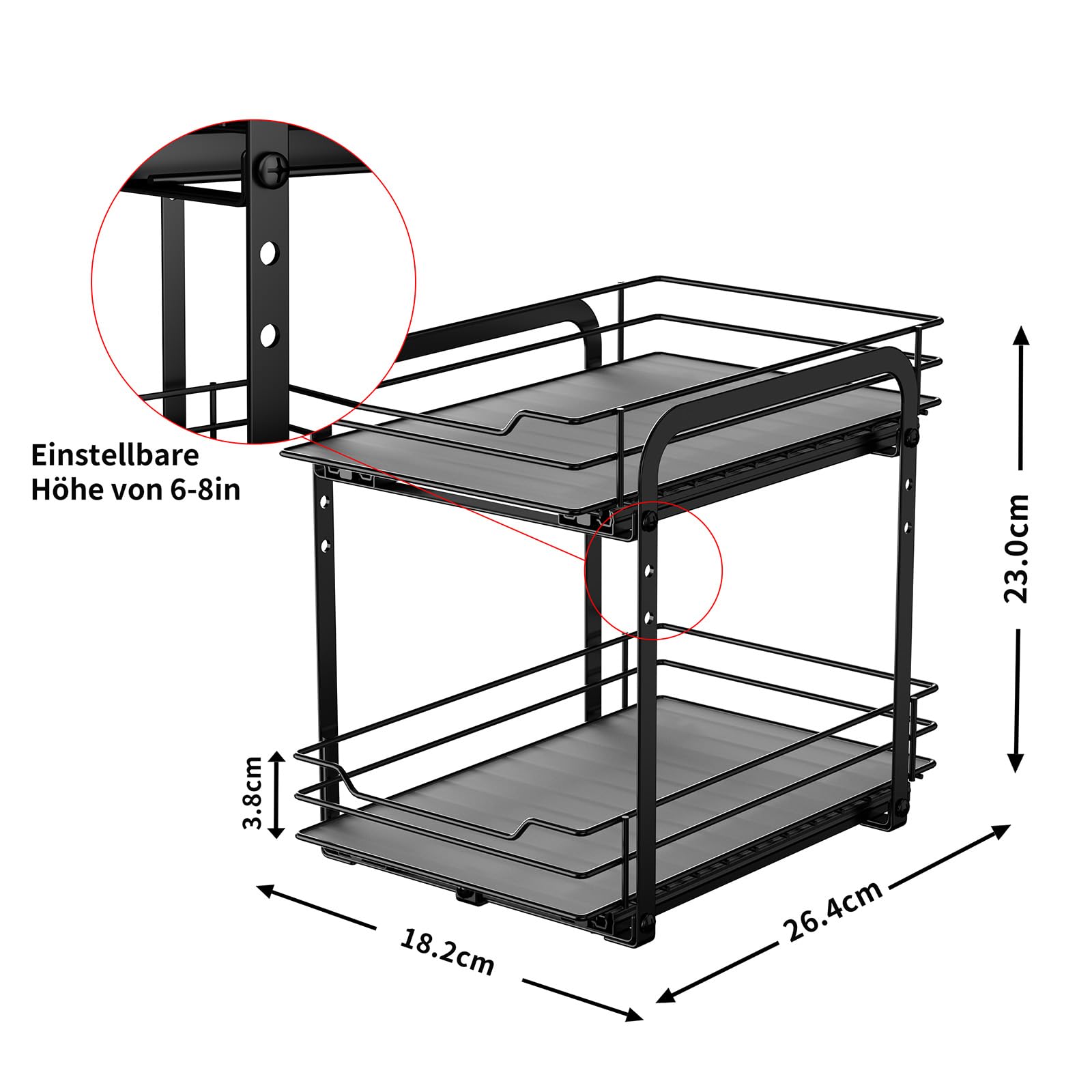 MAYZOLOP 2-Tier Pull Out Spice Rack – Adjustable Metal Kitchen Organiser