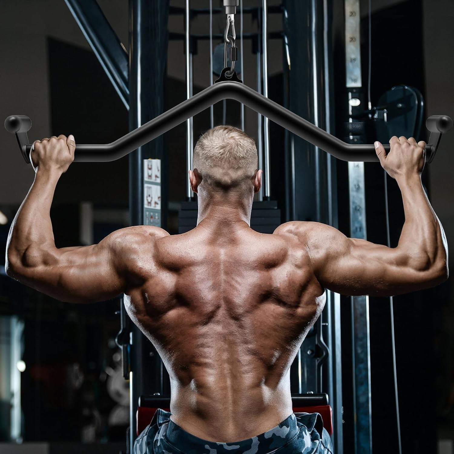 SELEWARE 32" Multi-Grip Pull Down Bar | Alloy Steel Lat Attachment