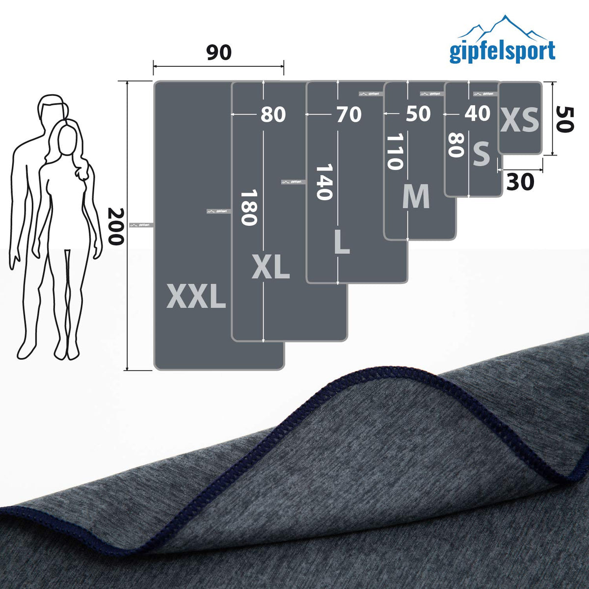 gipfelsport Microfibre Towel | Grey | M110x50cm
