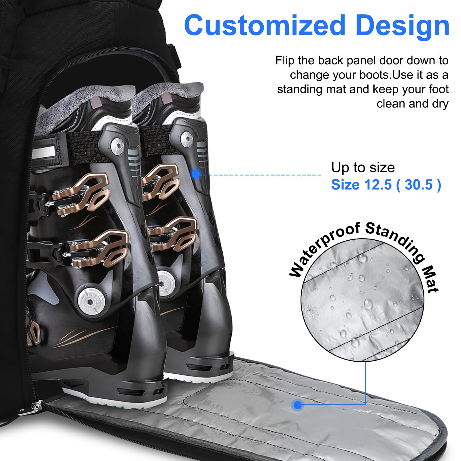 50L Ski Boot Travel Backpack | 1680D Waterproof Nylon Bag