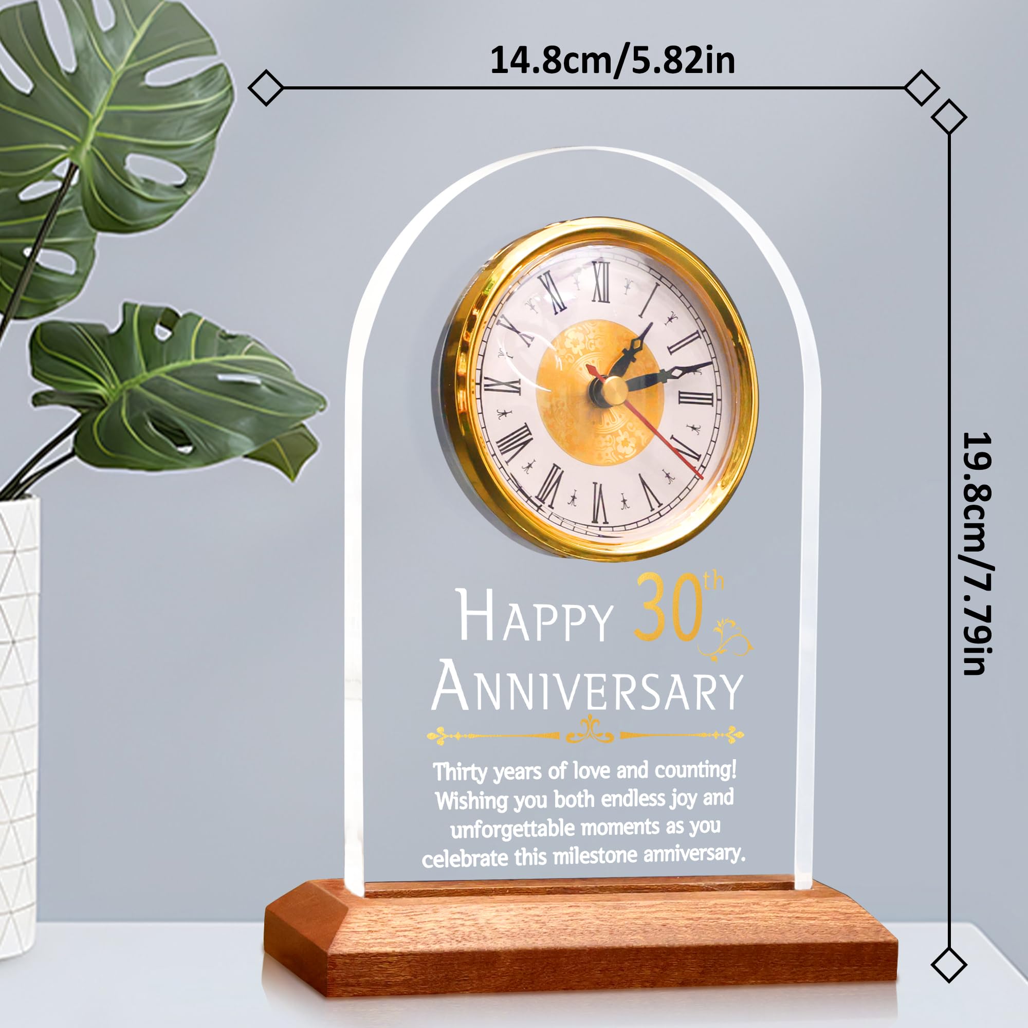 OkiyiD 30th Anniversary Quartz Clock | LED Light Up Wooden Base Gift
