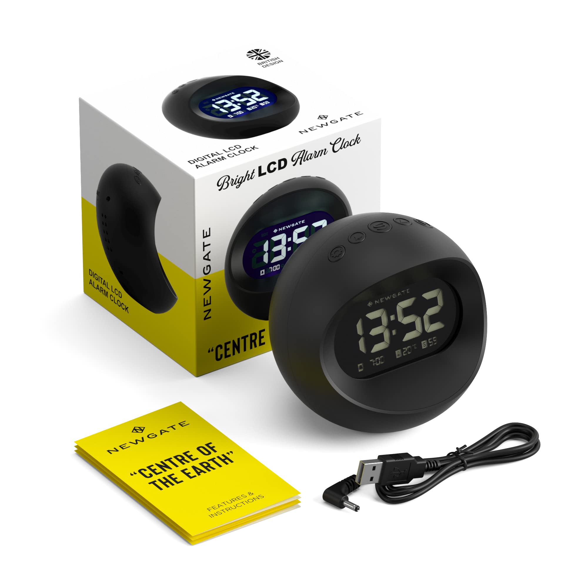 Newgate Center of The Earth Digital Alarm Clock | LCD Acrylic Desk Clock
