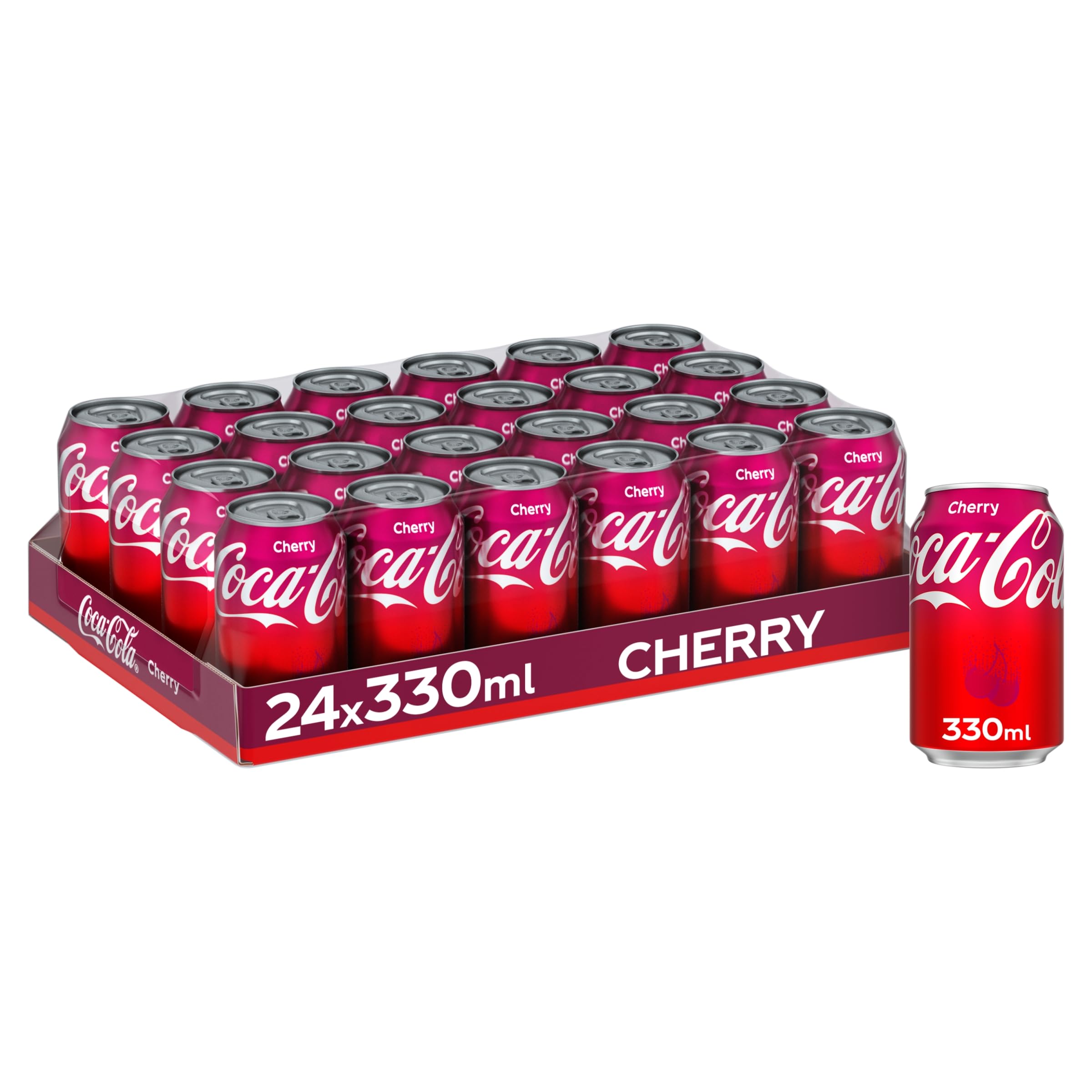 Coca-Cola Classic Cherry Soft Drink - 330ml Cans (Pack of 24)