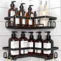 Diwoker Corner Shower Caddy, Adhesive Bathroom Storage Black, 2-Pack
