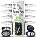 Funcils 4 White Acrylic Paint Pens – Dual Tip Fine & Medium Markers