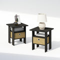 Furinno TIDUR Set of 2, Bedside Table with Storage Bin, Espresso - image 1