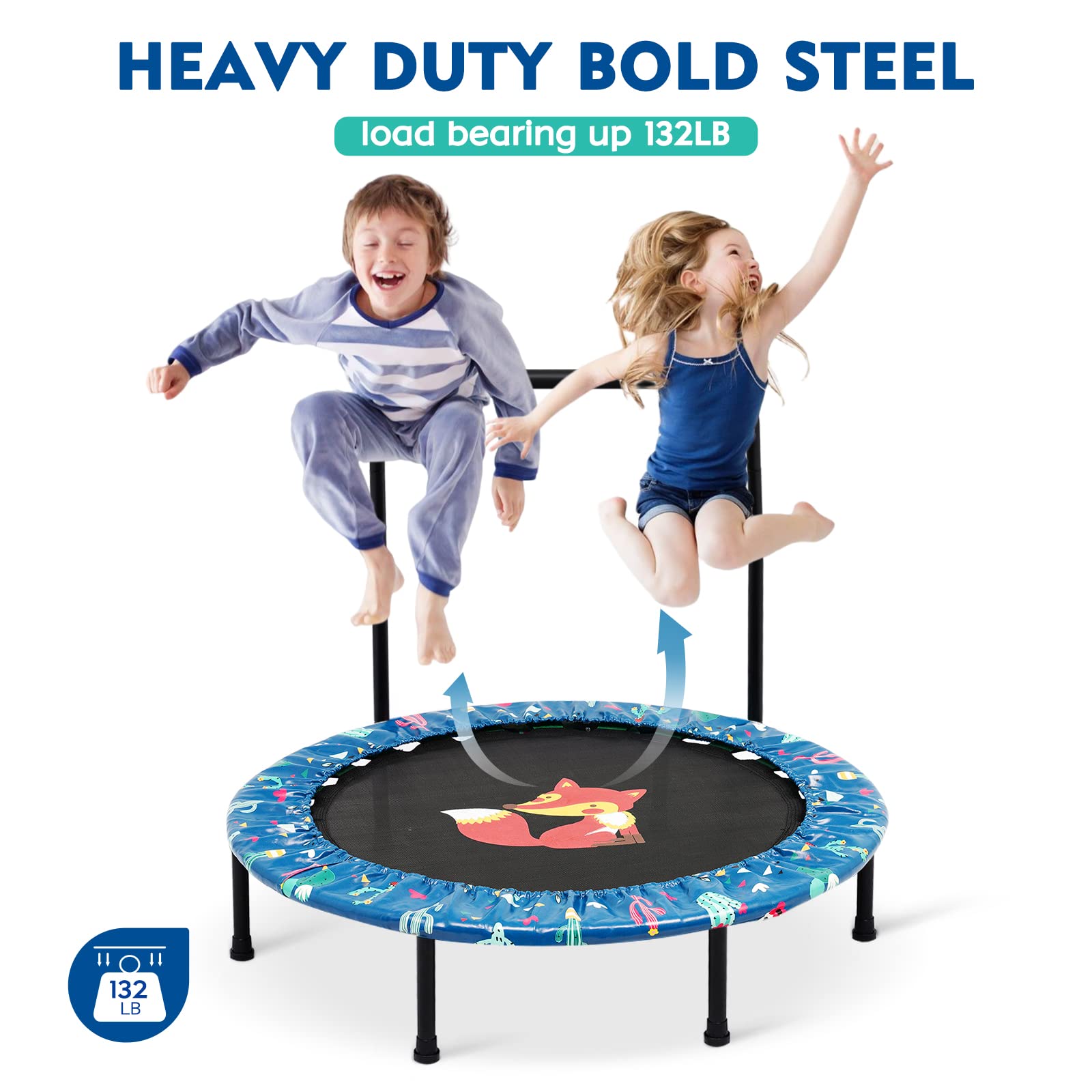 38'' Kids Mini Trampoline – Foldable Rebounder with Handle