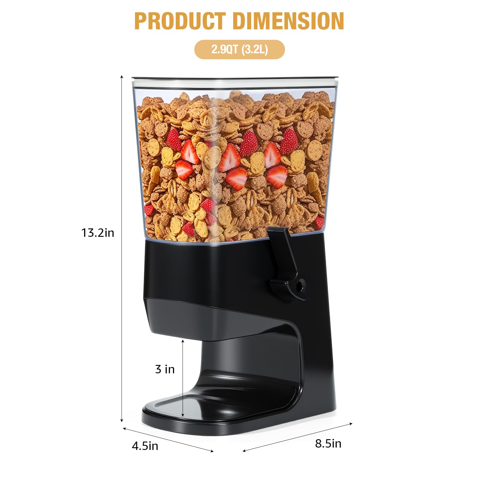 Tokokimo Double Cereal Dispenser | 6.4L Dry Food Storage Container – Black