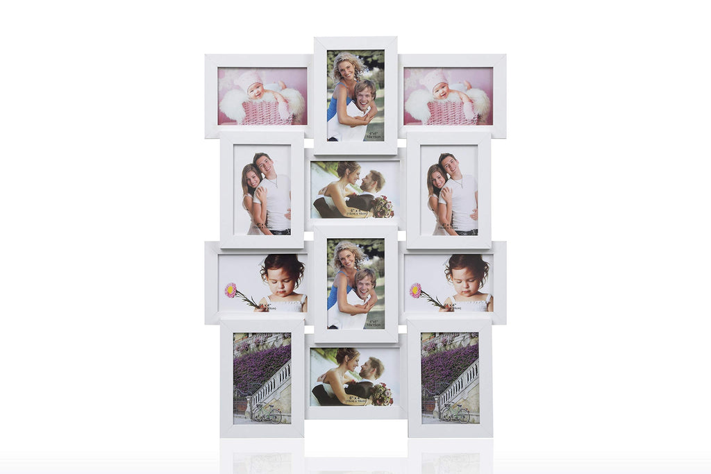 Arpan Wooden Multi Aperture Collage Photo Frame - 12 Photos 6x4 White