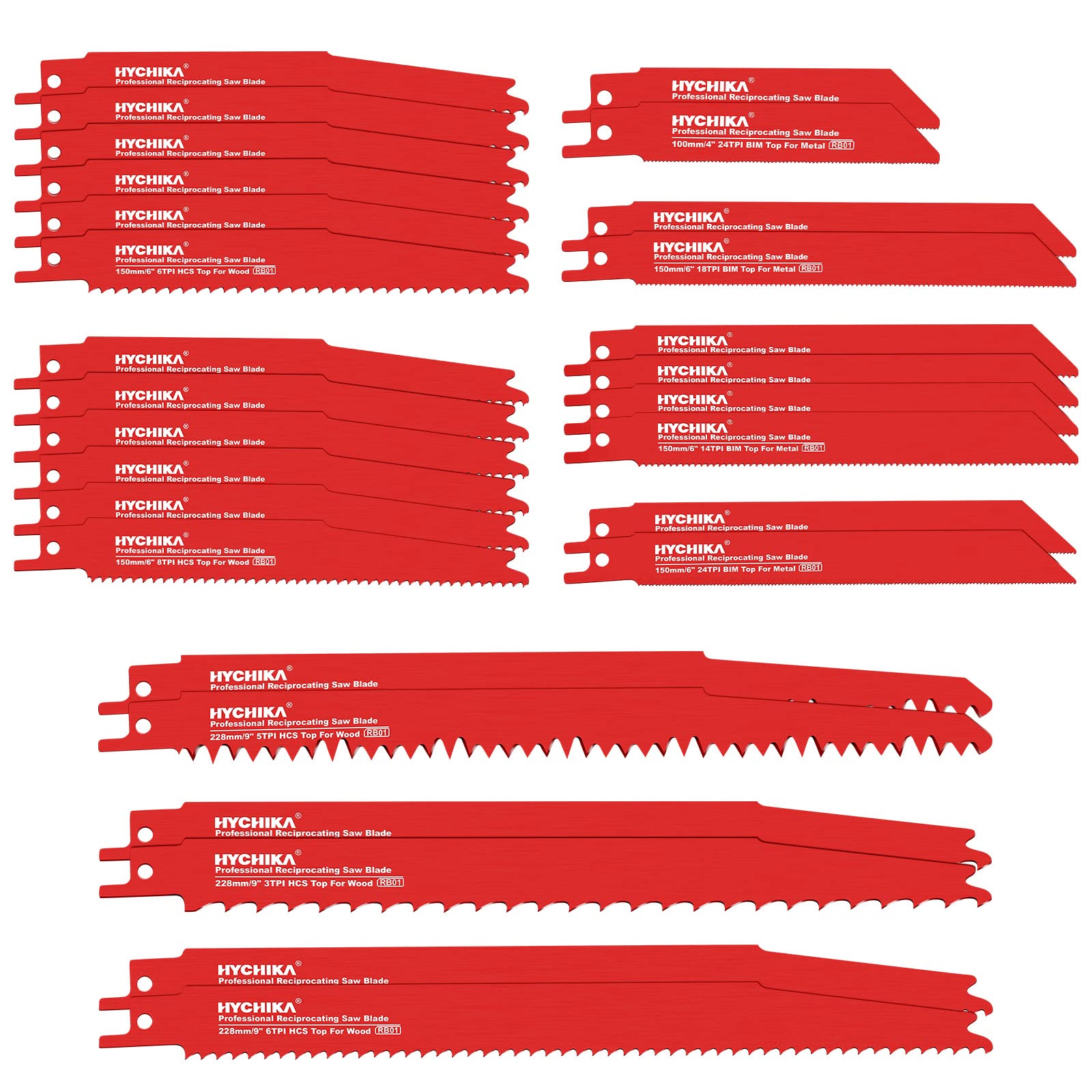 HYCHIKA 32-Piece Reciprocating Saw Blade Set for Metal Cutting with Case