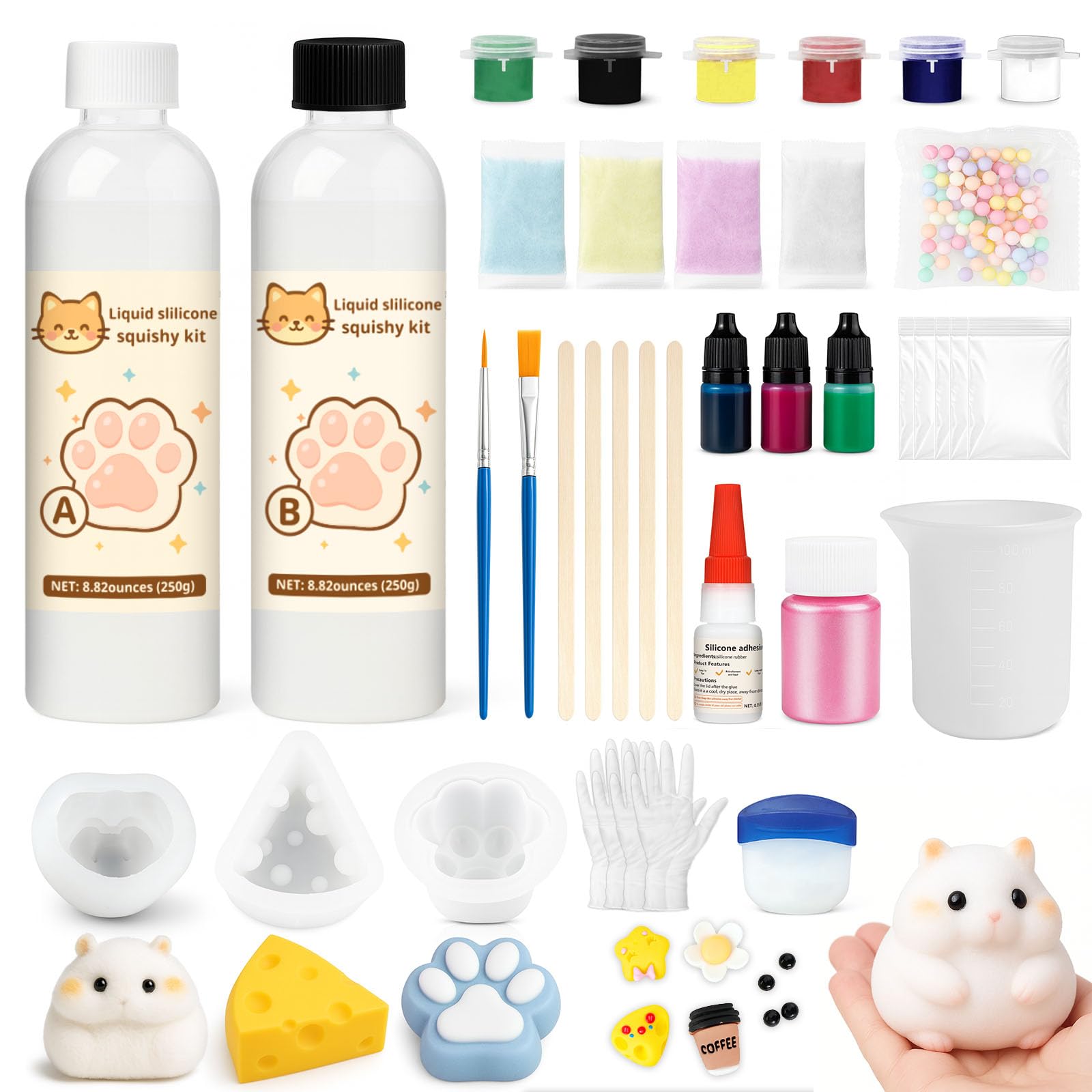 1DFAUL Liquid Silicone Squishy Making Kit - 17.6oz DIY Gel with Molds
