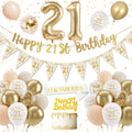 Jolof Store 21st Birthday Decorations Kit – Sand White & Gold Party Set